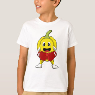 Camiseta Pimenta como Boxer com luvas em caixa