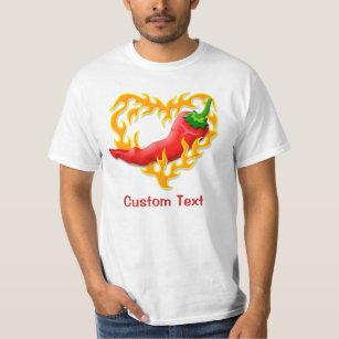 Camiseta Pimenta de pimentão com coração da chama