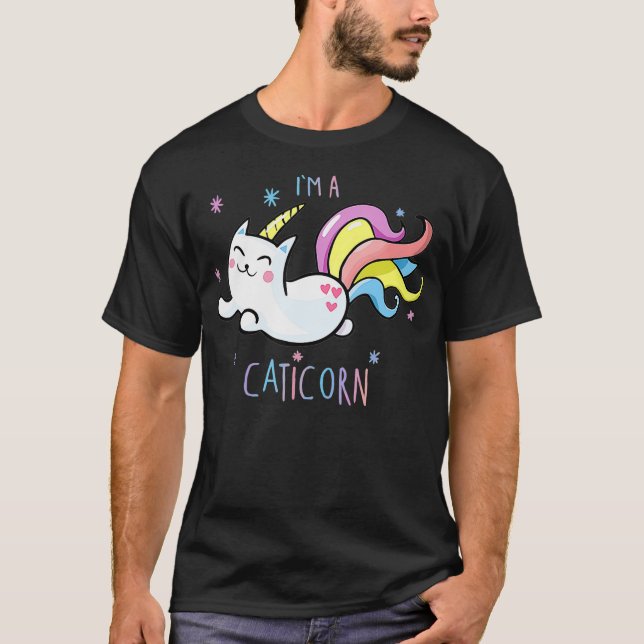 Camiseta Pimenta-do-Arco-Íris-Íris-do-Caticorn Teto Gato-de (Frente)