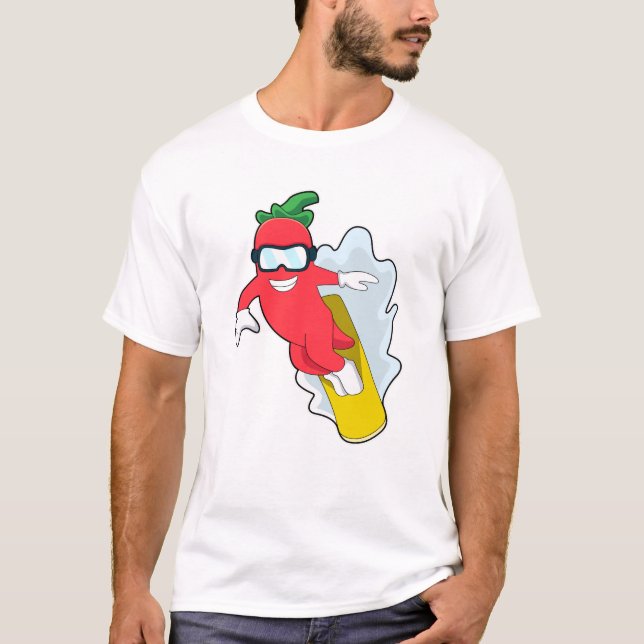 Camiseta Pimenta em Snowboard com Snowboard (Frente)