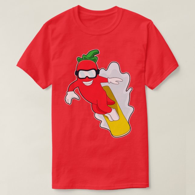 Camiseta Pimenta em Snowboard com Snowboard (Frente do Design)