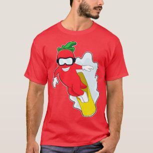 Camiseta Pimenta em Snowboard com Snowboard