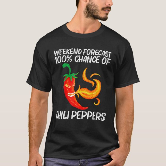 Camiseta Pimenta Engraçada Para Homens, Chamas Vermelhas (Frente)