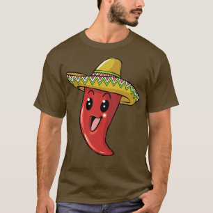 Camiseta Pimenta Mexicana Com Picante Quente De Chapéu Somb