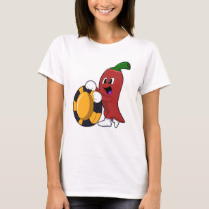 Camiseta Pimenta no Poker com batatas fritas