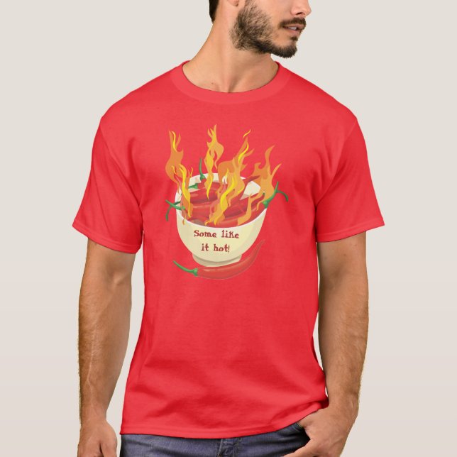 Camiseta Pimentões picantes a quente na camiseta-fogo (Frente)