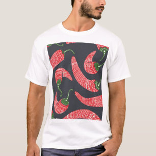 Camiseta Pimentos com pimentões vermelhos: padrão de vinhet