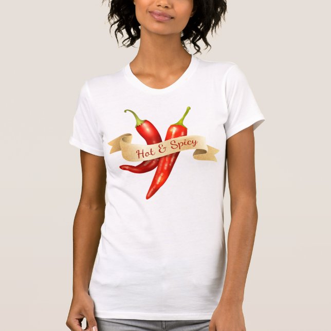 Camiseta Pimentos de Chili Quentes e Picantes (Frente)