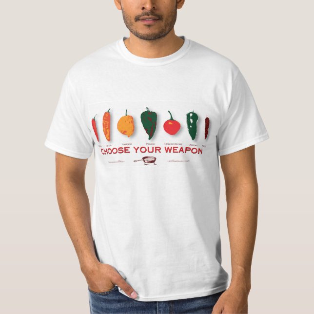 Camiseta Pimentos - escolha sua arma (Frente)