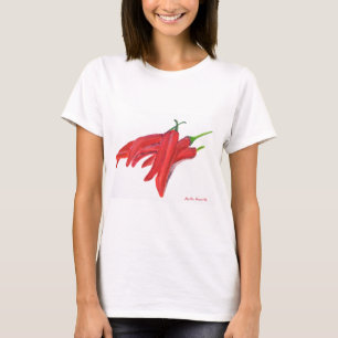 Camiseta Pimentos quentes vermelhos pimentões aquarelas leg