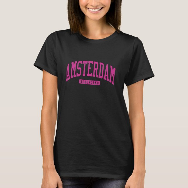 Camiseta Pin de Estilo Universitário de Amsterdã Holanda (Frente)