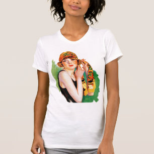 Camiseta Pin retro da menina do Flapper das mulheres 20s