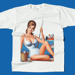 Camiseta Pin-up de Pesca Retro