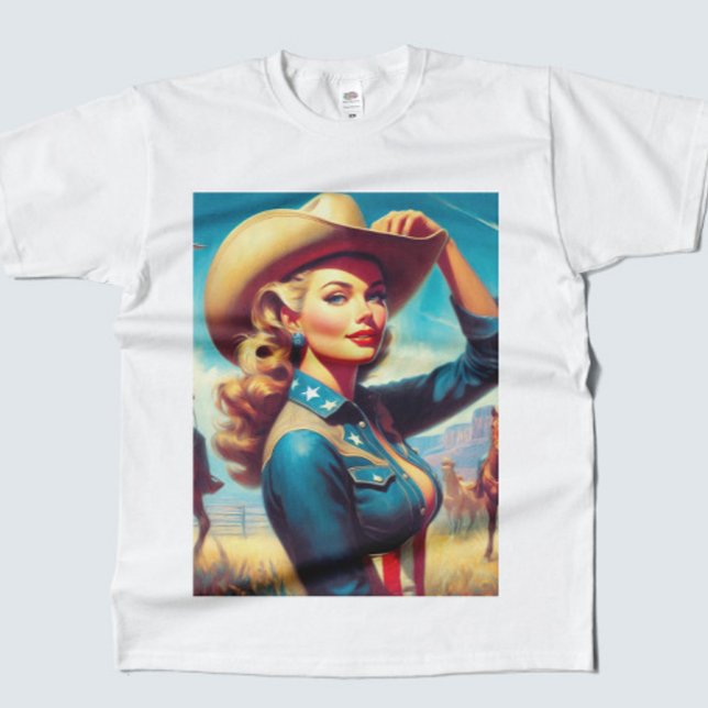 Camiseta Pin-up de Rodeio Vintage (Criador carregado)