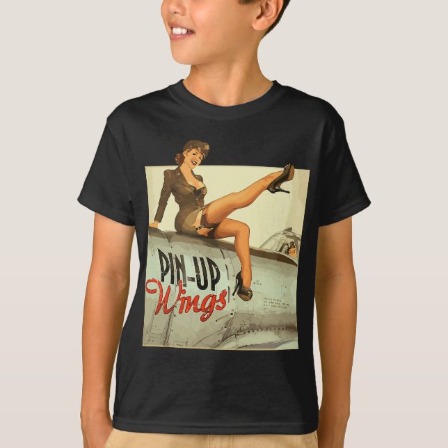 Camiseta Pin up Girl Wings Poster vintage WW2 (Frente)