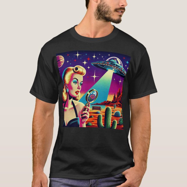 Camiseta Pin-Up OVNI Retro (Frente)