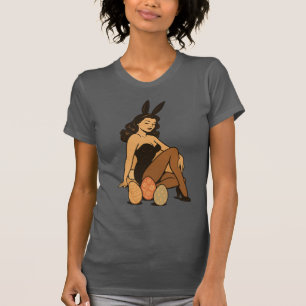 Camiseta Pin-Up páscoa - Garota Sensual com Ch Vintage
