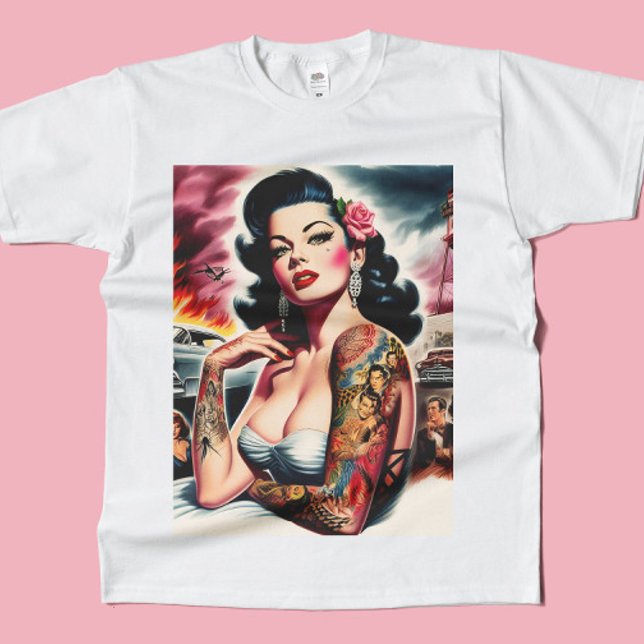 Camiseta Pin-up Vintage Tatuada (Criador carregado)