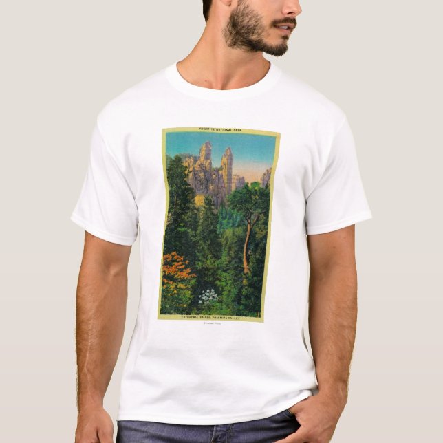 Camiseta Pináculos da catedral e vale de Yosemite (Frente)