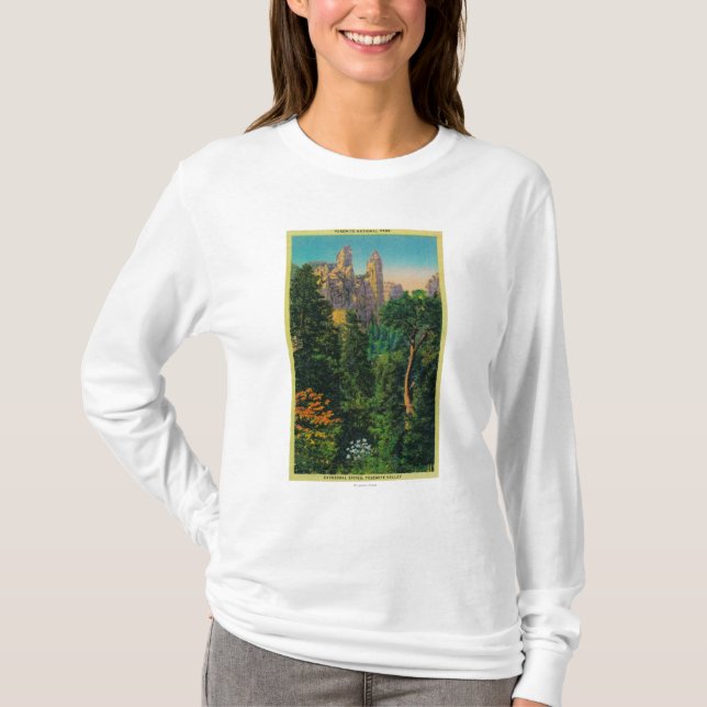 Camiseta Pináculos da catedral e vale de Yosemite (Frente)