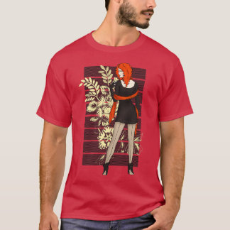 Camiseta Pinagem de inverno com flor vermelha