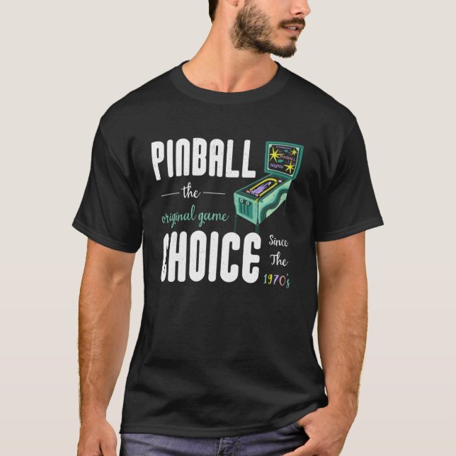 Camiseta Pinbal Operado Com Placa De Moedas Retro Gráfico D (Frente)