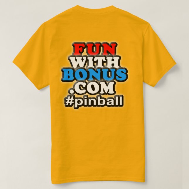 Camiseta #pinball dianteiro do bolso de FunWithBonus.com - (Verso do Design)