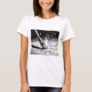 Camiseta Pincel de Estilo Gráfico Preto Branco Mancha de Ti