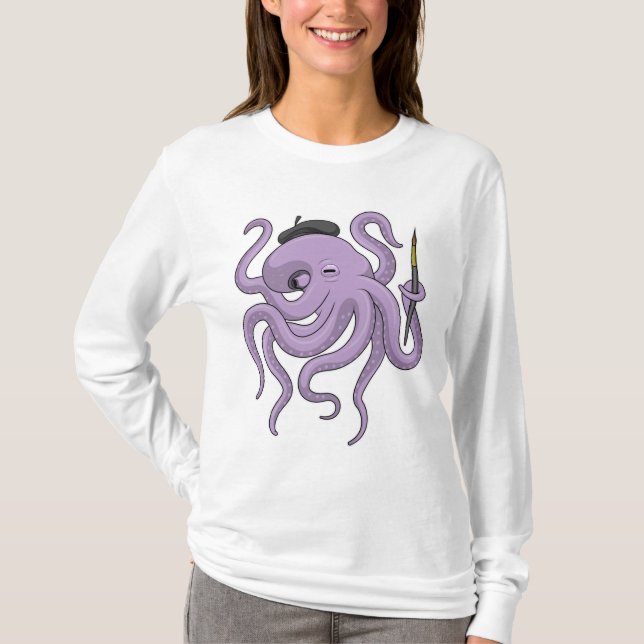 Camiseta Pincel de Pintura de Octopus (Frente)