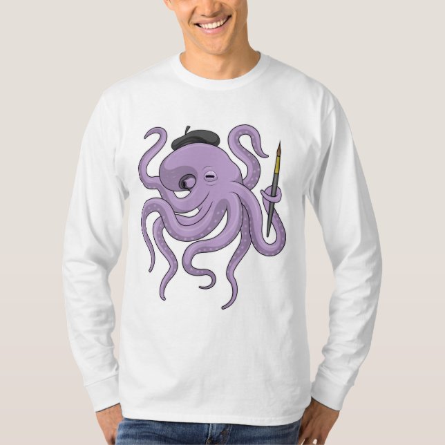 Camiseta Pincel de Pintura de Octopus (Frente)