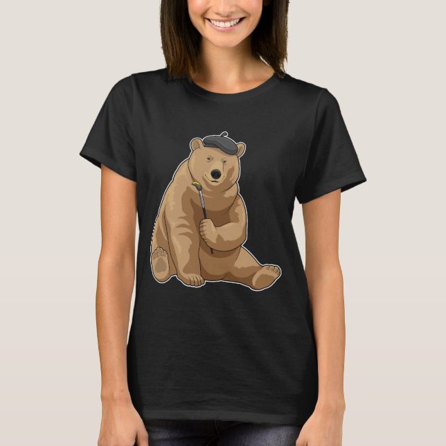 Camiseta Pincel de pintura para pintura de urso (Frente)