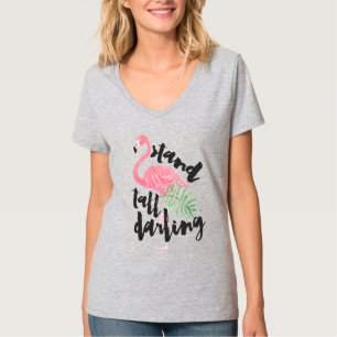 Camiseta Pincel preto tipografia fique ereto flamingo rosa