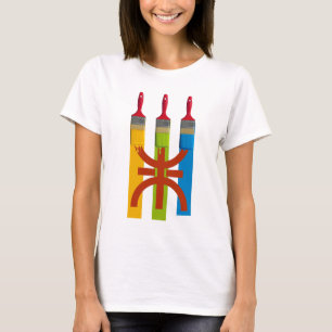 Camiseta Pincel tingido pinta a bandeira Amazigh