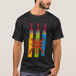 Camiseta Pincel tingido pinta a bandeira Amazigh