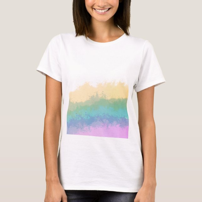 Camiseta Pincelada abstrata arco-íris aquarela  (Frente)
