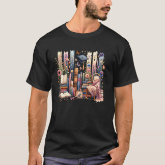 Camiseta Pincelada Aquarela Flores Livros Graduação De