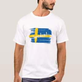 Camiseta Pincelada Artística Bandeira da Suécia