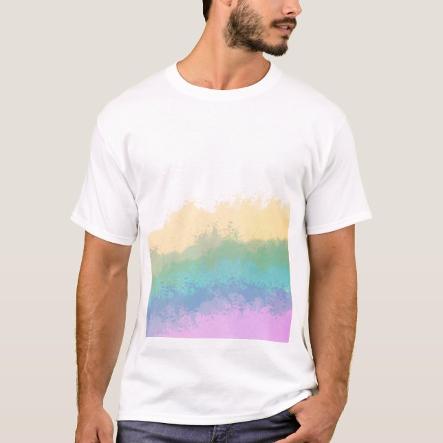 Camiseta Pincelada de arco-íris aquarela  (Frente)