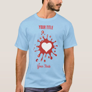 Camiseta Pincelada de tinta vermelha com um coração branco