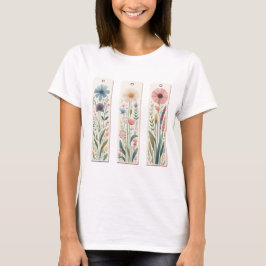 CAMISETA PINCELADAS DE FLORES SILVESTRES PASTEL BONITAS