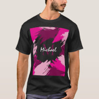 Pinceladas tons de rosa quente nome com monograma