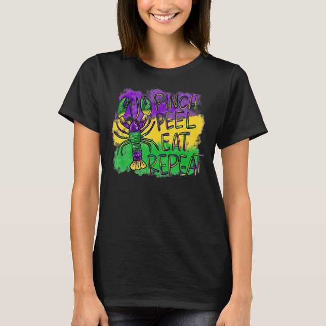 Camiseta Pinch Peel Come Repetir Crawfish Mardi Gras Lobste (Frente)