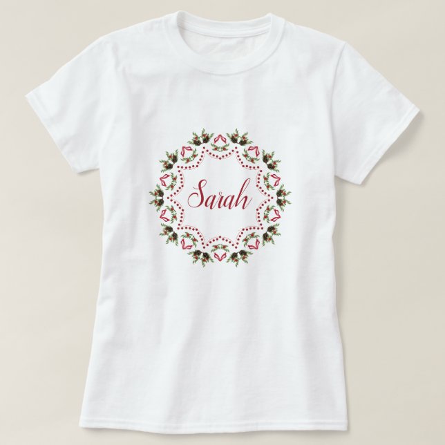 Camiseta Pine cone e bagas mandala personalizados T (Frente do Design)