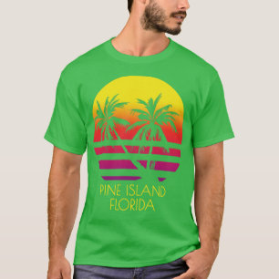 Camiseta Pine Island Florida Vintage Tropical Sunset Palm T