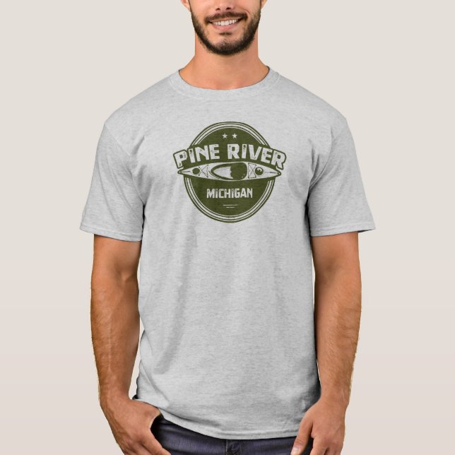Camiseta Pine River Michigan Kayaking (Frente)