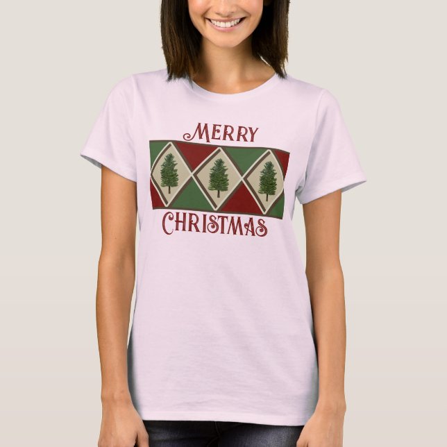 Camiseta Pine Trees e Harlequin Mulheres no Topo (Frente)