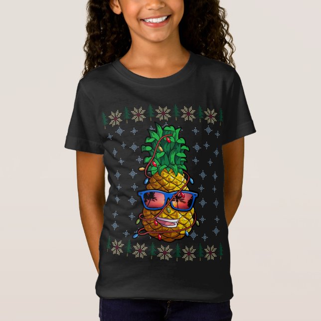 Camiseta Pineapple Christmas Lights Hawaii Lover (Frente)