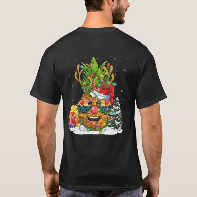 Camiseta Pineapple Christmas Tree Lights Xmas (Verso)