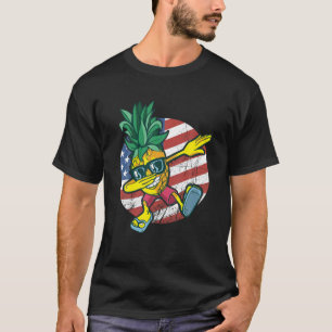 Camiseta Pineapple Dabbing American Flag Hawaii Gift Boys G