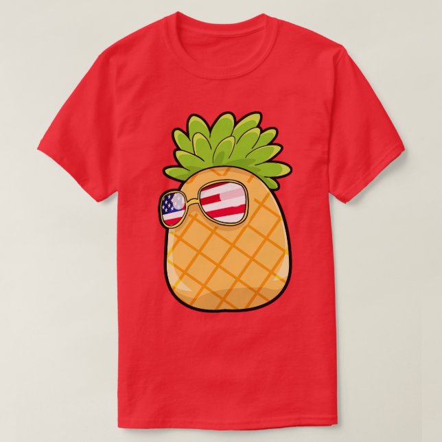 Camiseta Pineapple Eyeglass EUA Flag (Frente do Design)